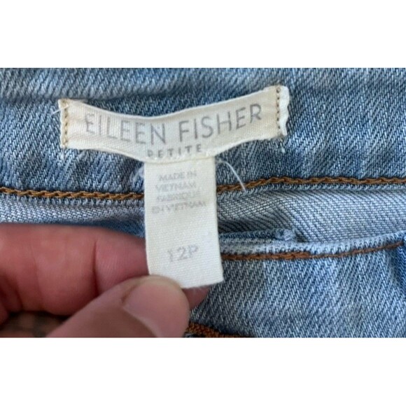 Eileen Fisher Light Wash Straight Leg High Waist Jeans Size 12 Petite - Picture 3 of 7